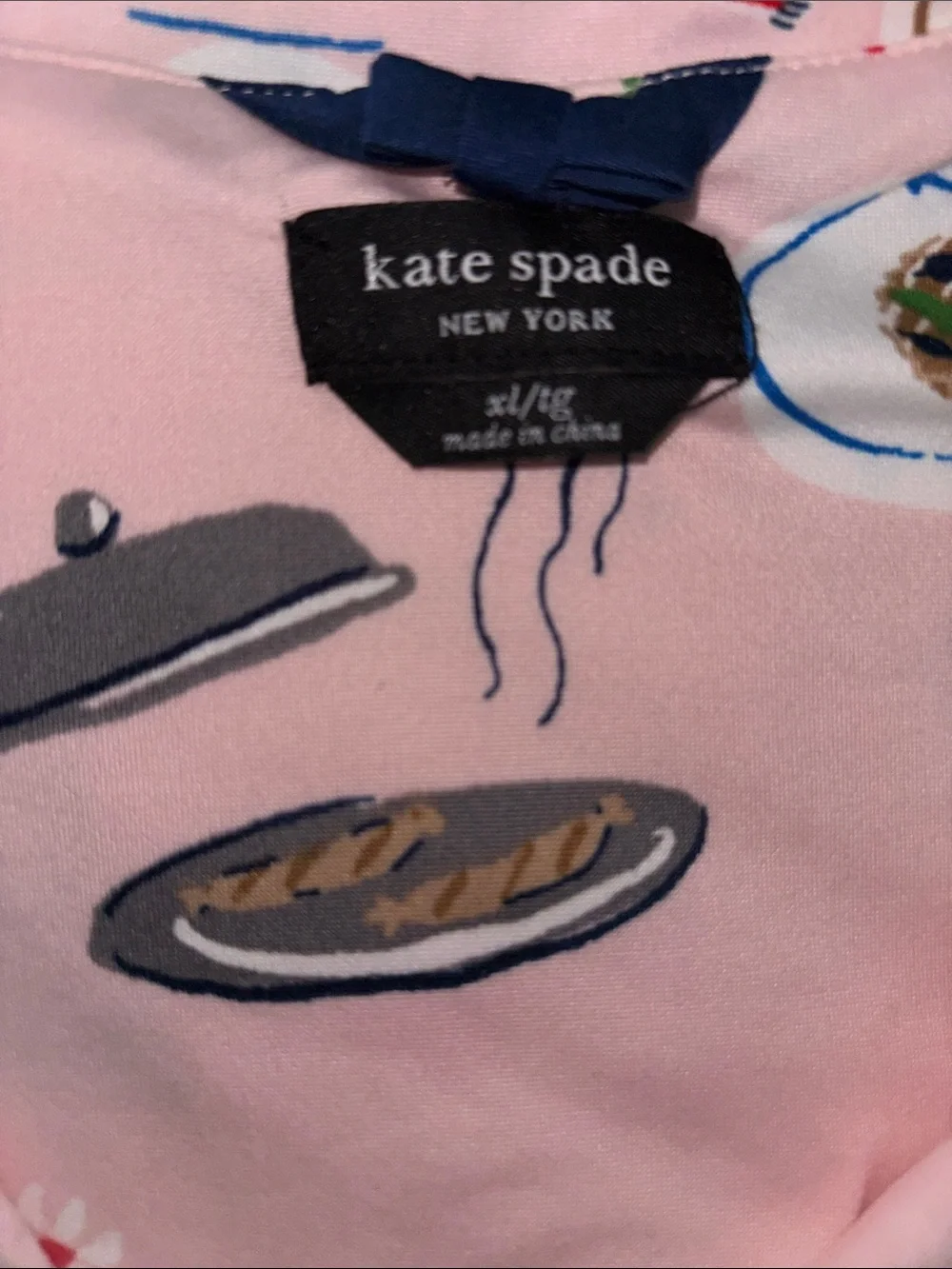 kate spade new york Cropped Printed Notch Collar Top and Pants Pajama Set 🥐☕️🍓🫐 - Picture 5 of 7